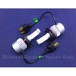 Headlight Bulb PAIR  2x -  H4 L.E.D. LED - Fiat Lancia All w/H4 Bulb - NEW