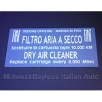 Restoration Decal - "FILTRO ARIA A SECCO" Air Cleaner (Fiat All to 1978)
