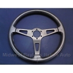 Steering Wheel - 15" Black Leather  (Pininfarina 124 Spider 1983-85 + Fiat 124 Spider 1979-82) - OE NOS