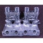 Intake Manifold DOHC Assembly w/ Dual Weber 40 IDF Carburetors, Waffle Manifold and Filters (Fiat 124, 131, Abarth CSA) - OE REFURB