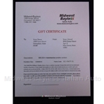 Gift Certificate    $50.00 US Dollars