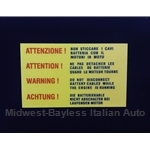 Restoration Decal - "ATTENZIONE !" Battery (Fiat Pininfarina 124,  X1/9, 128, 131, Lancia Beta)