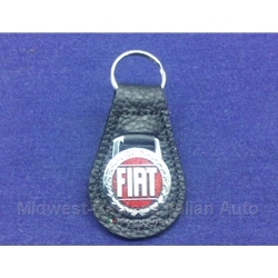    Key Fob Key Ring FIAT Wreath Logo - BLACK - NEW