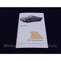      Owners Manual (Fiat 124 Spider 1972) Supplement - NEW