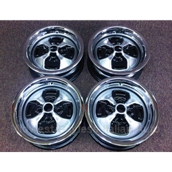  Steel Wheels SET 4x "Cloverleaf" 13x5 w/Rings (Fiat X1/9 1979 + All / Other Fiat) - RECONDITIONED