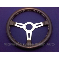  Steering Wheel - "ABARTH" 13 1/2" - Silver 20mm (Fiat 124, X1/9, 131, 128, 850) - VGC!