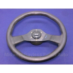 Steering Wheel MOMO Leather (Fiat 124 Spider 1973-85, 124 Coupe 1973-75, 850 Spider/Coupe 1973) - U9
