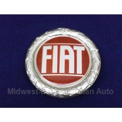 Badge Emblem "FIAT" 58mm Silver Silkscreen (Fiat X1/9, 124, 128, 131) - NEW