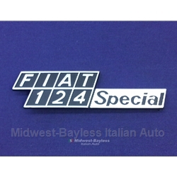 Badge Emblem "Fiat 124 Special" Chromed Metal (Fiat 124 Sedan) - OE