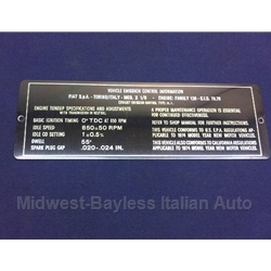 Emissions Tag Plate for Engine Cover (Fiat X1/9 1974) - OE NOS