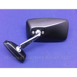 Side View Mirror Left or Right Black (Fiat 124 Coupe, 131 2-Dr, 124TC, 128 3P) - OE Cromodora