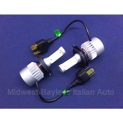   Headlight Bulb PAIR  2x -  H4 L.E.D. LED - Fiat Lancia All w/H4 Bulb - NEW