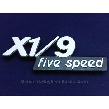        Badge Emblem "X1/9 Five Speed" (Fiat Bertone X1/9 1980 Carb, 1983) - OE NOS