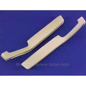      Arm Rest PAIR - Beige Stitched / Chrome Piping Complete (Pininfarina 124 Spider 1983-On + All Fiat 124 Spider) - OE NOS