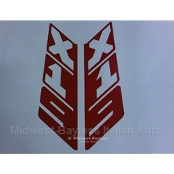    Restoration Decal "X19" Vertical Sail Left+Right Pair Red (Fiat Bertone X1/9) - OE NOS