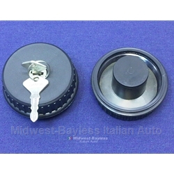 Fuel Filler Cap Locking w/Key Black (Fiat Lancia All to 1976) - NEW