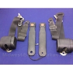 Seat Belt Set 3-Point BLACK (Fiat Bertone X1/9 1980-88 + All 3-Point) - U8