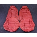 Seat Cover Upholstery Set - Red Leather with BERTONE Headrest Logo (FIAT Bertone X1/9 1982-84 + All 1979-On) - OE NOS