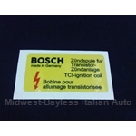 Restoration Decal - "BOSCH Ignition Coil" Engine Bay Decal (Fiat Bertone X1/9)