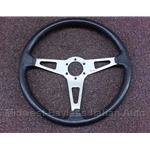 Steering Wheel - 15" Black Rubber - Ferrero (Fiat Pininfarina 124 Spider 1979-85) - U7.5