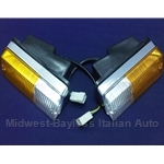 Turn Signal Assembly Front PAIR Left + Right (Fiat X1/9 1973-75 + Euro Series 1) - OE NOS