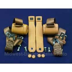 Seat Belt Set 3-Point Beige / Orange Tan (Fiat Bertone X1/9 1979-82) - U8