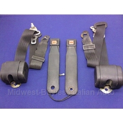 Seat Belt Set 3-Point BLACK (Fiat Bertone X1/9 1980-88 + All 3-Point) - U8