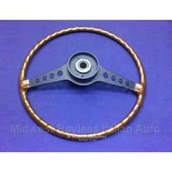 Steering Wheel - 15" Wood Grain (Fiat 124 Spider 1973-78, 124 Coupe 1973, 850 Spider 1973) - U7.5