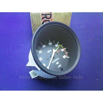 Tachometer 8000 RPM - 6250Y/6750R (Fiat 124 Spider Coupe 1970-72 + 1973-78) - OE NOS