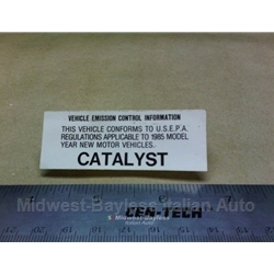    Restoration Decal - "Catalyst Vehicle Emission Control" - 1984 (Bertone X1/9, Pininfarina 124 Spider)