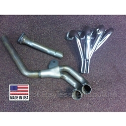            Exhaust Header Assy - Long Tube NICKEL Plated (Fiat Pininfarina 124 Spider 1980-85 + All w/Converter) - NEW