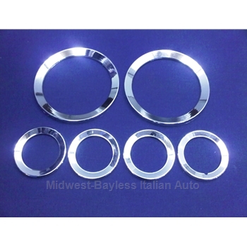 Gauge Bezel Set Polished Aluminum 6-Piece (Fiat Pininfarina 124 Spider All) - NEW