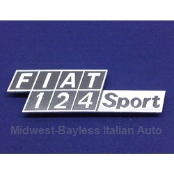 Badge Emblem "Fiat 124 Sport" (Fiat 124 Coupe 1970-75) - OE NOS