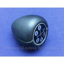  Shifter Knob 4-Spd Black Leather (Fiat X1/9, 128, 850 All w/4-Spd) - NEW