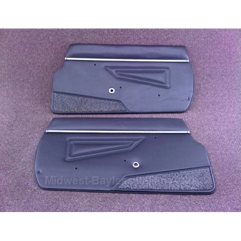 Door Panel - PAIR 2x Complete - Black (Pininfarina 124 Spider 1983-85 + All) - OE NOS