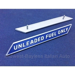 Fuel Filler Door Badge / Emblem "Unleaded Fuel Only" (Fiat 124 Spider 1976-78 North America) - RECONDITIONED