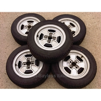   Alloy Wheels SET 5x CD-16 "Iron Cross" 13x5.5 - SHADOW WINDOWS w/TIRES (Fiat Bertone X1/9, Fiat Pininfarina 124, 850, 128, Lancia Scorpion) - U8