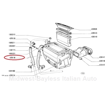 Heater Hose - Supply / Return to Heater Box (Fiat Bertone X1/9 All Non-AC) - U8