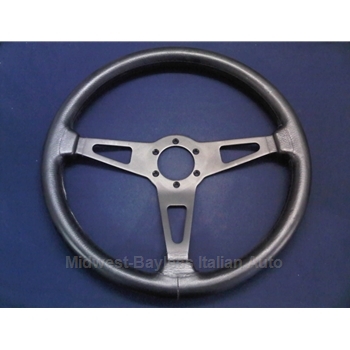               Steering Wheel - 15" Black Stitched Leather (Pininfarina 124 Spider 1983-85 + Fiat 124 Spider 1979-82) - OE NOS
