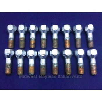      Lug Bolt SET (16x) 33mm - "Bertone" Chrome - 12x1.25 - 19mm Hex (Fiat Bertone X1/9 1983-84 + All) - OE NOS