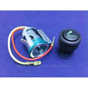 Lighter Assembly w/Green Bezel - Early Style (Fiat X1/9, 124 Spider, 131 1979-82) - OE NOS