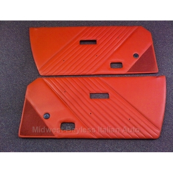    Door Panel PAIR (Fiat Bertone X1/9 1979-84 + 1985-88) Red LEATHER - OE NOS