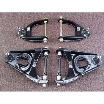    A-Arm Control Arm Front SET 4x - Upper + Lower w/Poly Bushings (Fiat Pininfarina 124 Spider Coupe All) - REFURBISHED
