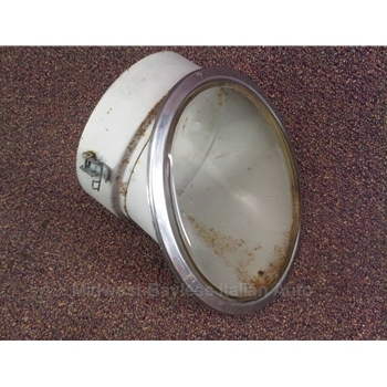    Covered Headlight Assembly w/Smooth Lens for Sealed Beam (Fiat 850 Spider 1965-67, Lamborghini Miura) - U7.5
