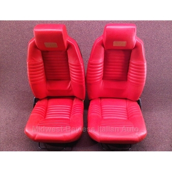      Seat Pair (Bertone X1/9 1983-88) Red Leather - OE NOS