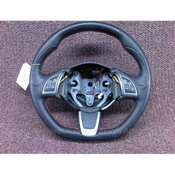     Abarth Steering Wheel (M/T) - Black Leather w/Red Stitching (Fiat 500 Manual 2012-2019)) - U8.5