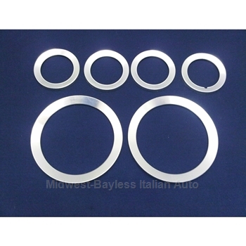 Gauge Bezel Set Chromed Plastic 6-Piece (Fiat Pininfarina 124 Spider All) - NEW
