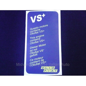   Restoration Decal - "VS+ / OLIO FIAT" Engine Bay Decal (Fiat Pininfarina 124 Spider, Fiat Bertone X1/9) 