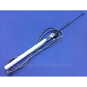 Antenna Fender Mount 9/16" Hole - Black Mast (Fiat Pininfarina 124 Spider, Fiat Bertone X1/9, Other Fiat) - OE NEW