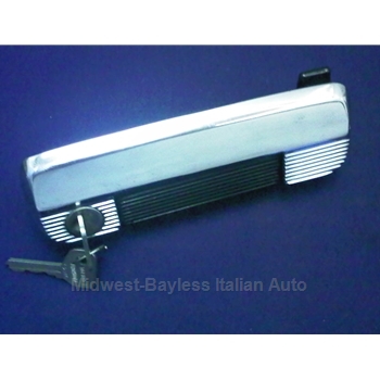 Door Handle Exterior Front Left With Keys - Black (Fiat 128 All 1971-79) - OE NOS